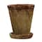 Hello Honey® 7" Distressed Terra Cotta Cement Planter with Saucer Set